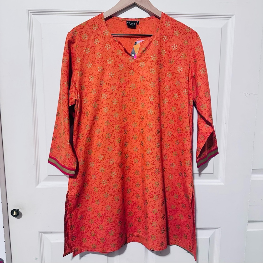 Stop Everywhere | Top | Orange Blockprint Kurta